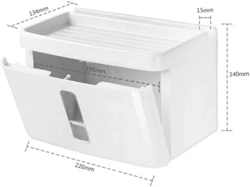 جا دستمال کاغذی چند منظوره LUOYK با قفسه تلفن و کشو، جعبه پخش کننده دستمال کاغذی دیواری پانچ برای حمام یا آشپزخانه