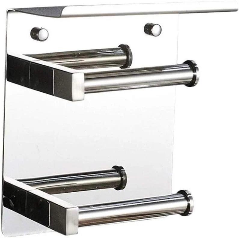 جا دستمال کاغذی دیواری، پایه نگهدارنده، استیل ضد زنگ، جا دستمال کاغذی دو رول، بدون نیاز به سوراخکاری