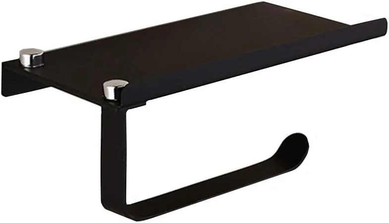 جا دستمال کاغذی دیواری مشکی، مناسب دستشویی، آشپزخانه، و آویز حوله