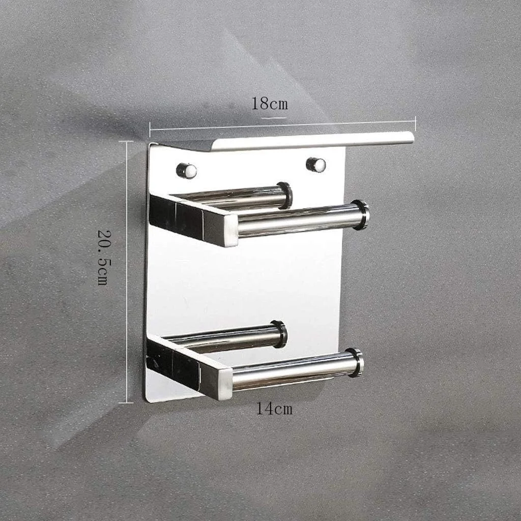 جا دستمال کاغذی دیواری، پایه نگهدارنده، استیل ضد زنگ، جا دستمال کاغذی دو رول، بدون نیاز به سوراخکاری