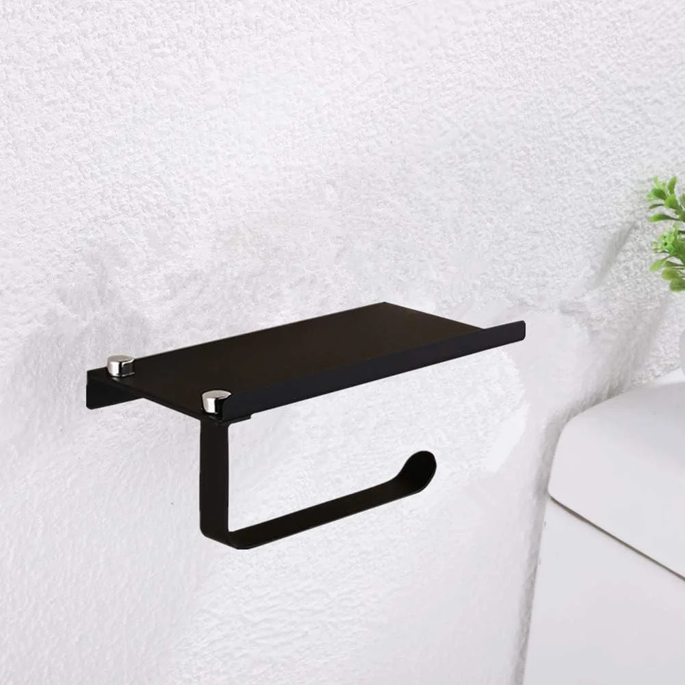 جا دستمال کاغذی دیواری مشکی، مناسب دستشویی، آشپزخانه، و آویز حوله