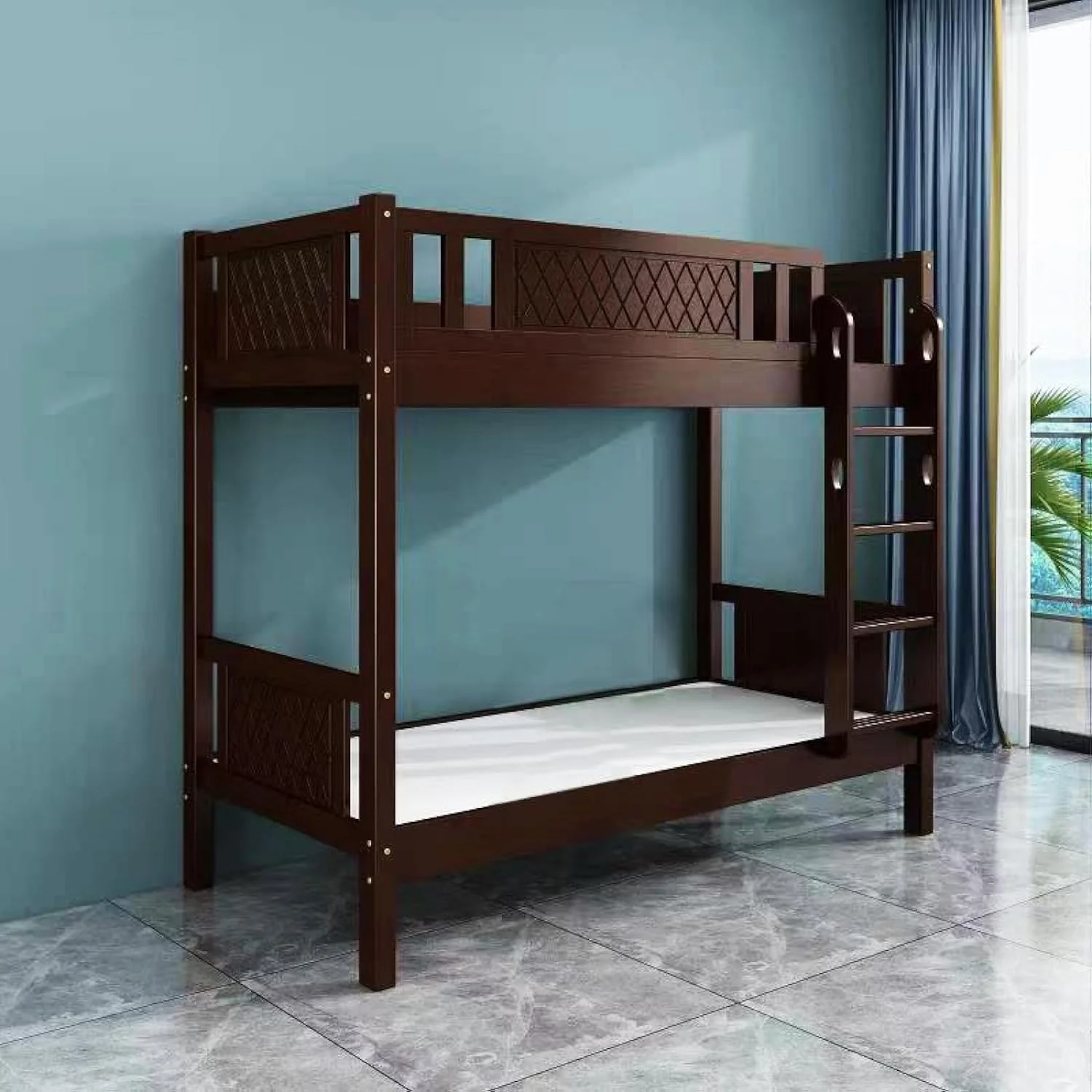 تخت دو طبقه چوبی Furniture4US با تشک طبی (تک نفره - 190/90 سانتی متر) رنگ - (گردویی) تخت دو طبقه چوبی Furniture4US با تشک طبی (تک نفره - 190/90 سانتی متر) رنگ - (گردویی)