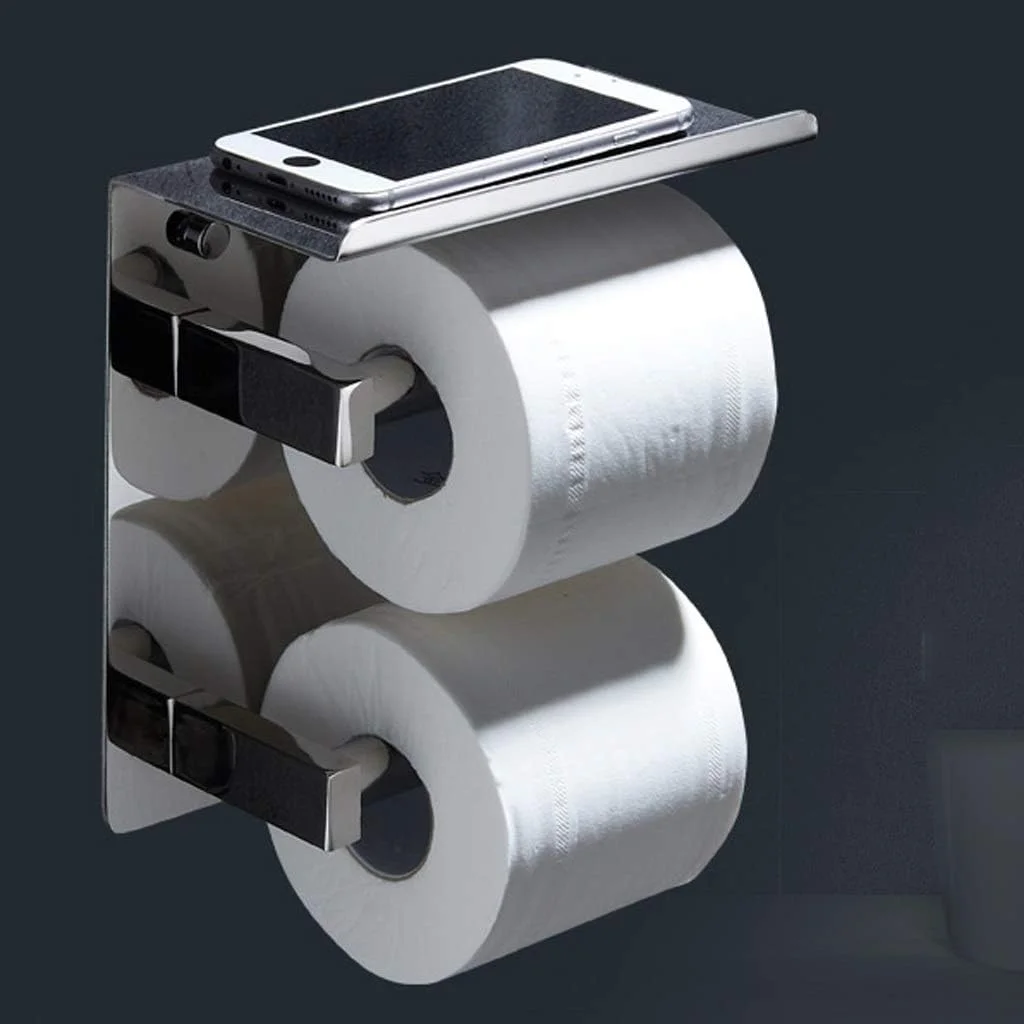 جا دستمال کاغذی دیواری، پایه نگهدارنده، استیل ضد زنگ، جا دستمال کاغذی دو رول، بدون نیاز به سوراخکاری