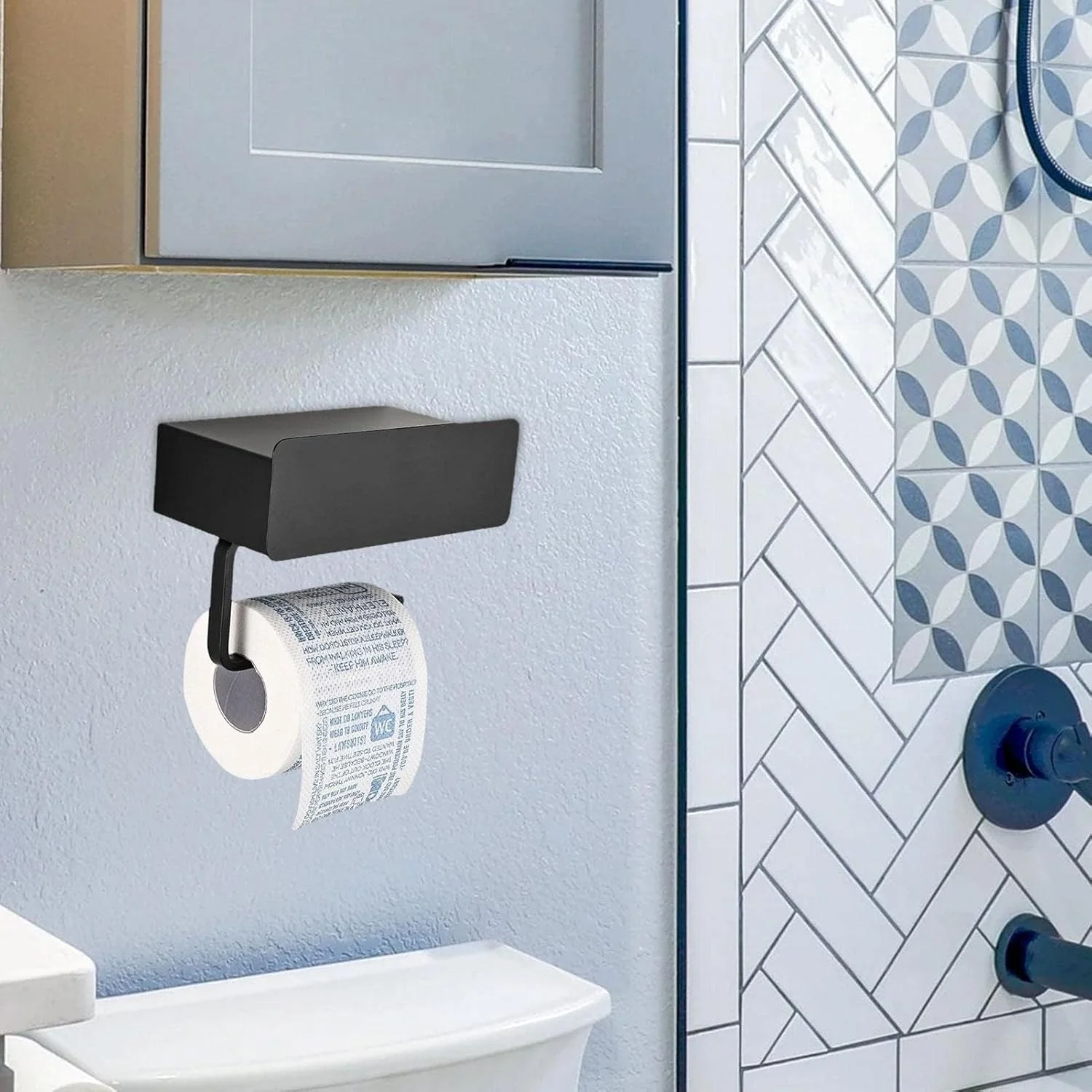 جا دستمال کاغذی رولی دیواری، نگهدارنده دستمال توالت رولی دیواری ضد زنگ برای حمام، جا دستمال کاغذی استیل ضد زنگ مشکی مات برای حمام