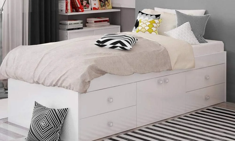 ای تو زد فرنیچر - تخت یک نفره کابین کاپیتان با فضای ذخیره سازی و رنگ سفید به همراه تشک ای تو زد فرنیچر - تخت یک نفره کابین کاپیتان با فضای ذخیره سازی و رنگ سفید به همراه تشک