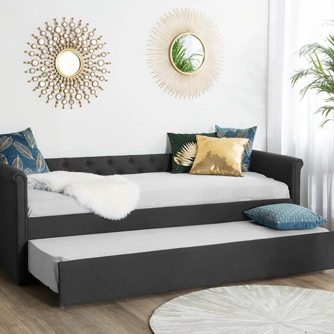 تخت خواب یک نفره کوچک پارچه ای مدل Pavelli A to Z Furniture با رنگ خاکستری تیره ابعاد 220X92X75 چند رنگ تخت خواب یک نفره کوچک پارچه ای مدل Pavelli A to Z Furniture با رنگ خاکستری تیره ابعاد 220X92X75 چند رنگ