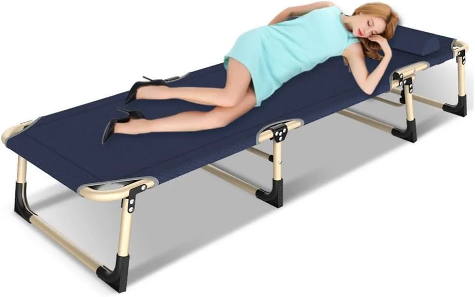 تخت تاشو یک نفره DHXYZM فلزی فوق سبک قابل حمل تخت مهمان برای مسافرت در فضای باز کمپینگ و استراحت چرت زدن صندلی تاشو، آبی1 تخت تاشو یک نفره DHXYZM فلزی فوق سبک قابل حمل تخت مهمان برای مسافرت در فضای باز کمپینگ و استراحت چرت زدن صندلی تاشو، آبی1
