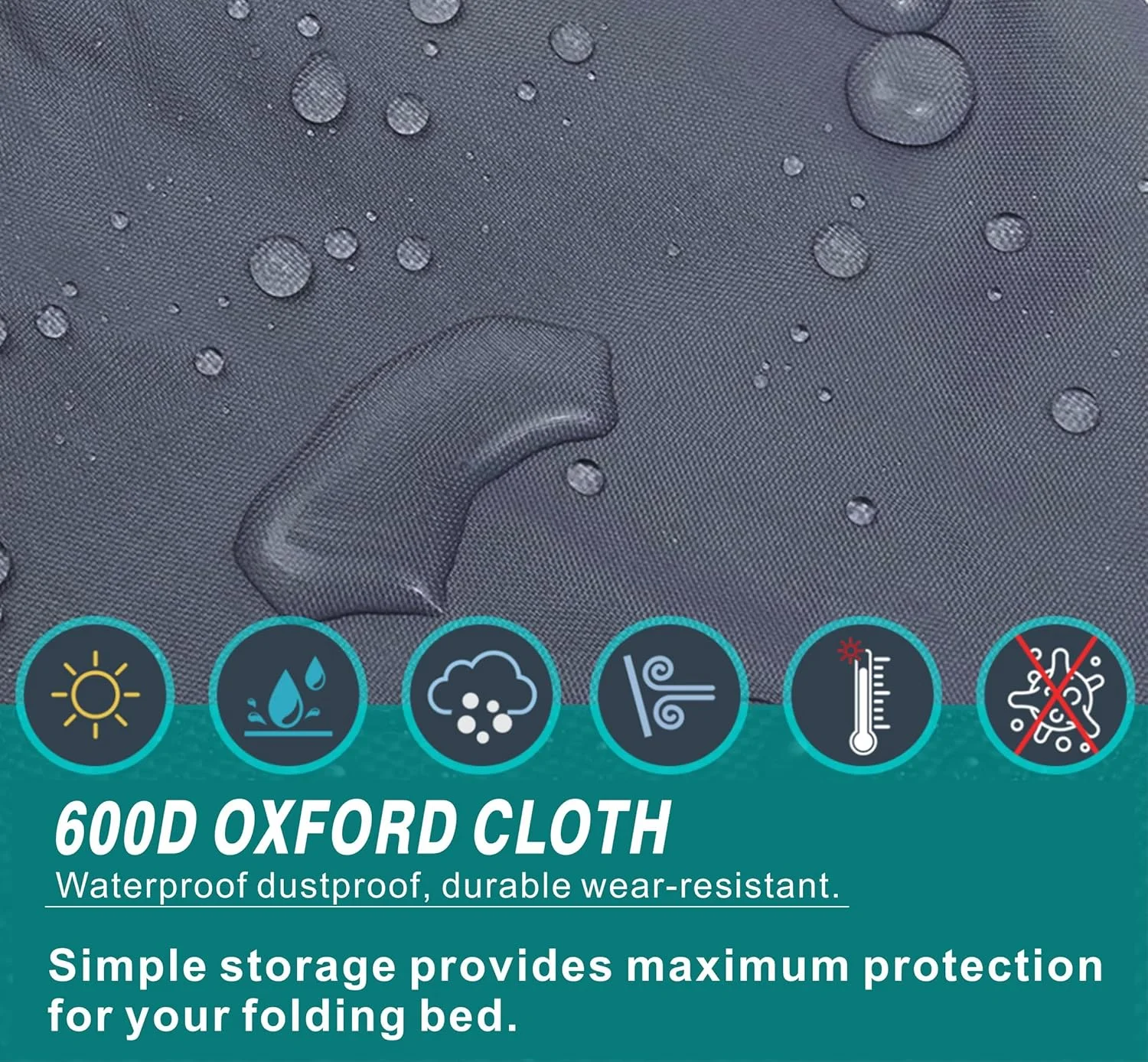 روکش محافظ تخت تاشو WES ضد آب - مناسب برای تخت تاشو 38 اینچی - روکش محافظ تخت تاشو جهانی 600D (خاکستری) روکش محافظ تخت تاشو WES ضد آب - مناسب برای تخت تاشو 38 اینچی - روکش محافظ تخت تاشو جهانی 600D (خاکستری)