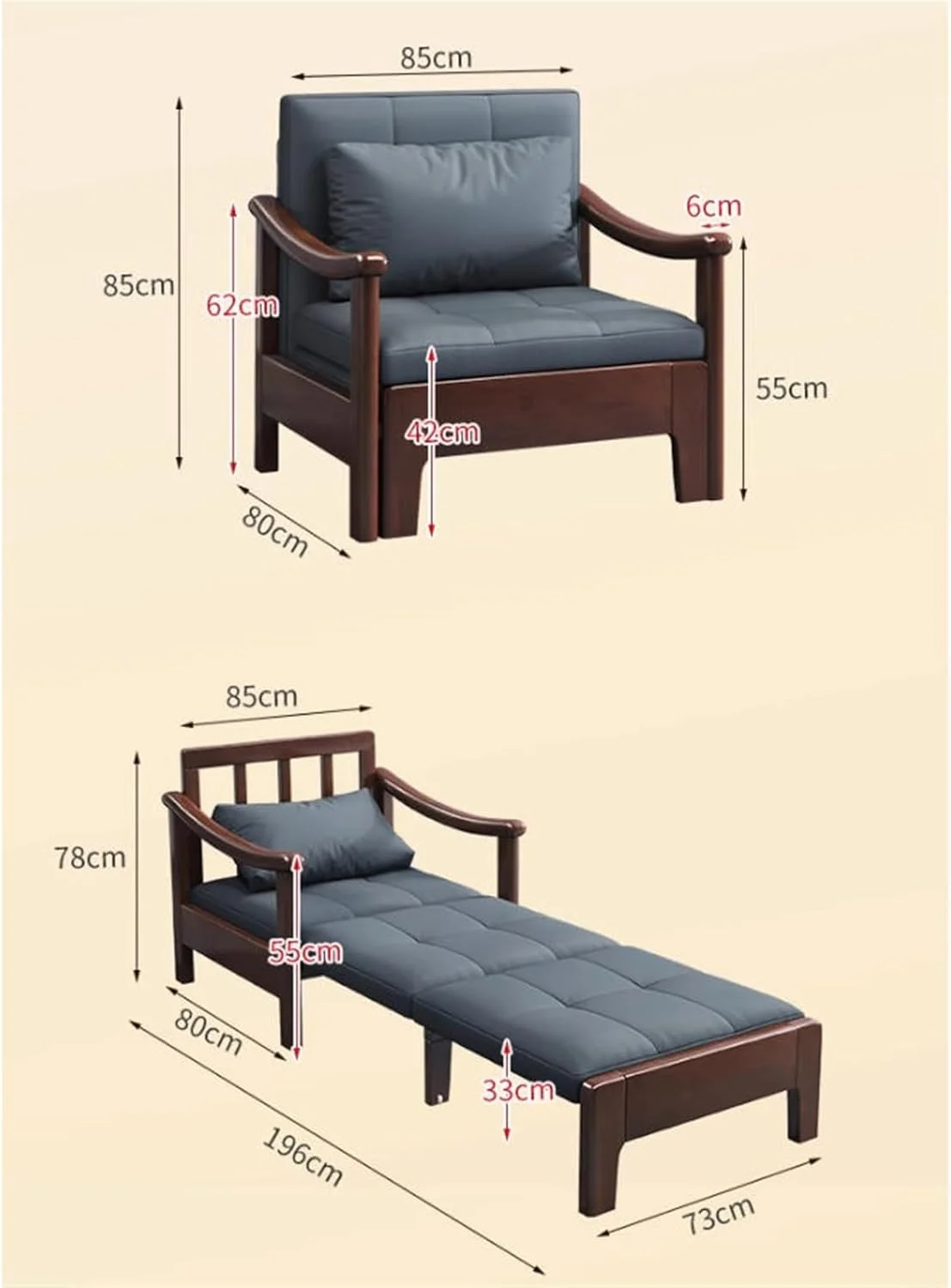 تخت خواب تاشو چند منظوره مبل تختخواب شو چوبی جامد مناسب برای آپارتمان های یک خوابه با ساختار آسان برای نگهداری
