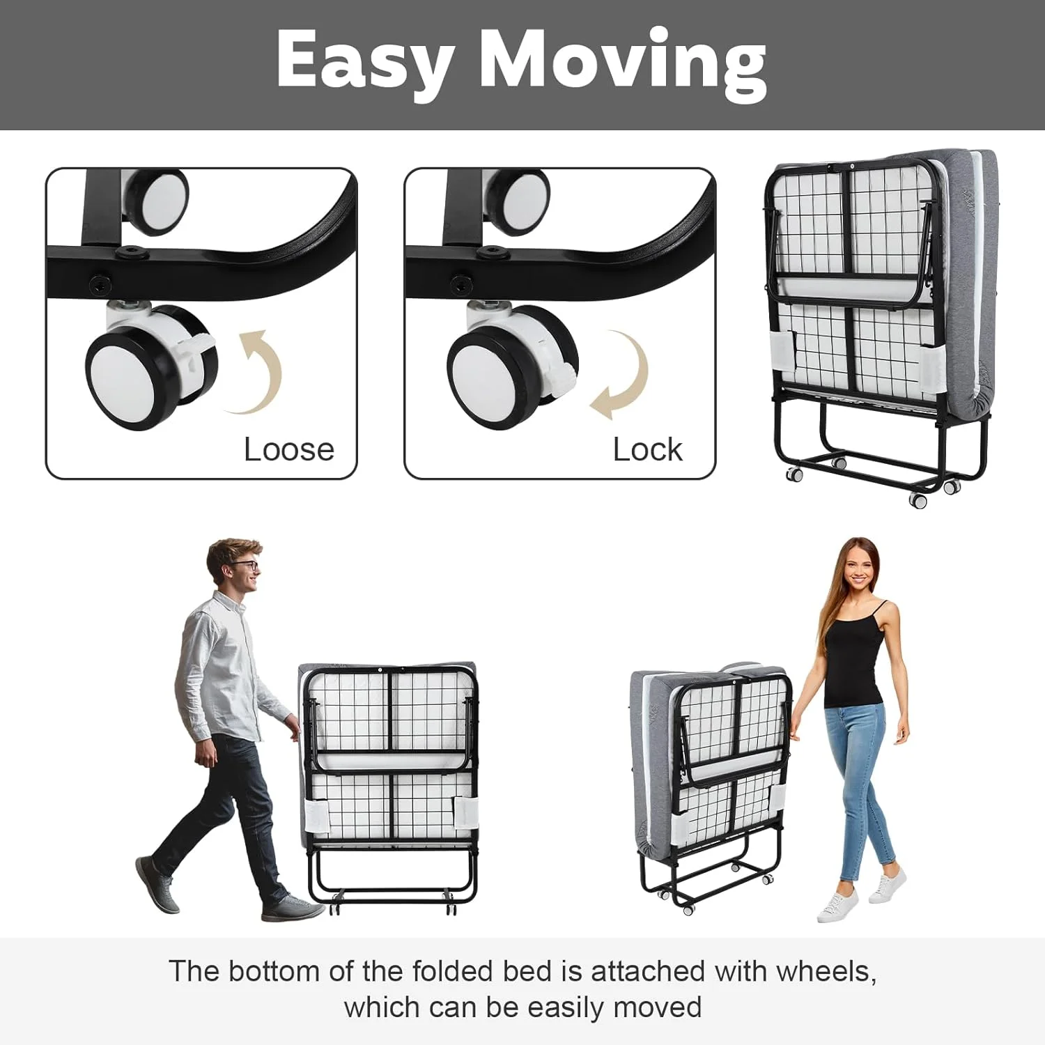 تخت تاشو با تشک، تخت خواب قابل حمل برای بزرگسالان با تشک فوم حافظه دار 5 اینچی و قاب تخت فلزی، تخت مهمان مناسب برای اتاق نشیمن، تخت خواب چرخدار اداری، 75" x 31" تخت تاشو با تشک، تخت خواب قابل حمل برای بزرگسالان با تشک فوم حافظه دار 5 اینچی و قاب تخت فلزی، تخت مهمان مناسب برای اتاق نشیمن، تخت خواب چرخدار اداری، 75" x 31"