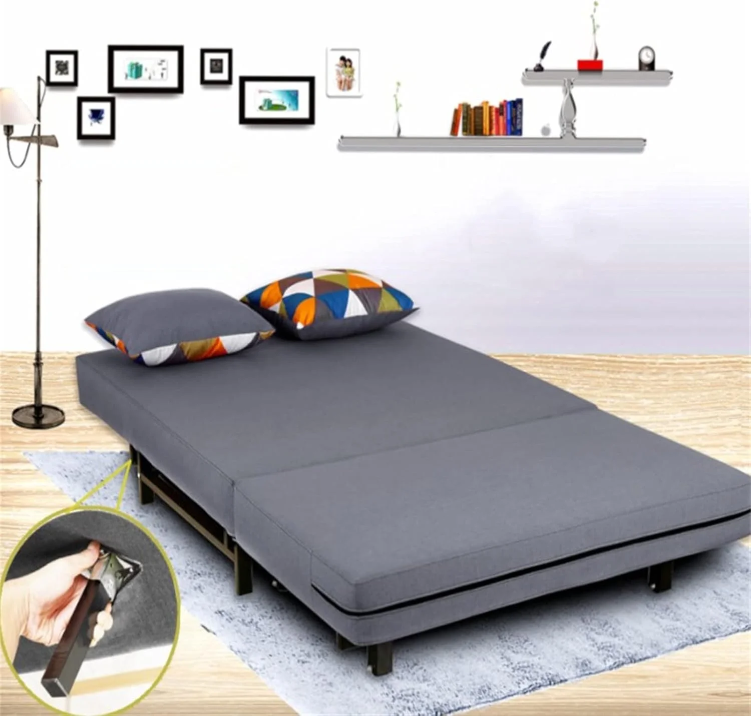 تخت خواب تاشو مبل تاشو مبل تنبل استراحت ناهار خواب مدرن ساده یک نفره دو نفره (رنگ: خاکستری، اندازه: 120x75x82cm) تخت خواب تاشو مبل تاشو مبل تنبل استراحت ناهار خواب مدرن ساده یک نفره دو نفره (رنگ: خاکستری، اندازه: 120x75x82cm)