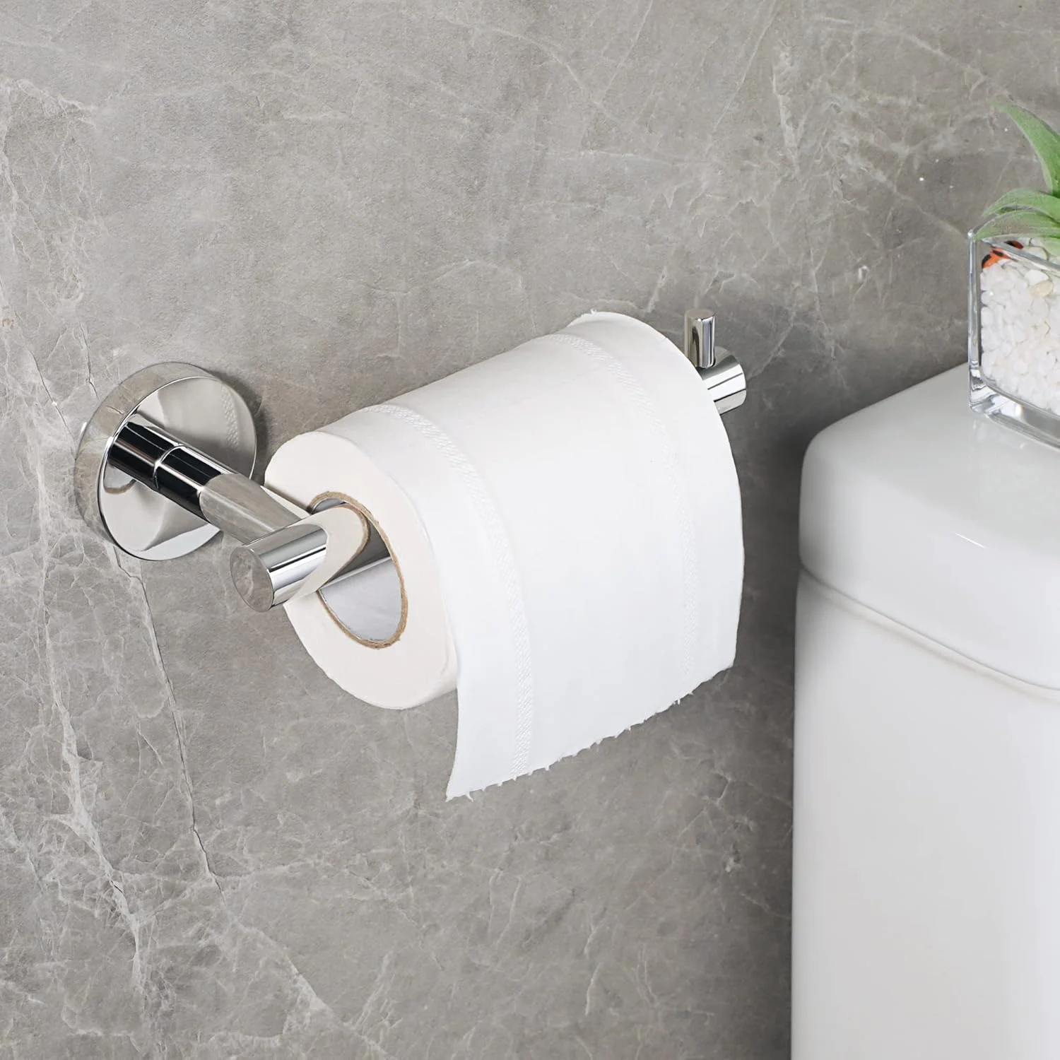 جای دستمال توالت کروم Sayayo، نصب دیواری، استیل ضد زنگ SUS304 مناسب حمام و آشپزخانه، جای دستمال کاغذی با پایه گرد، مدل EGYT6130-C