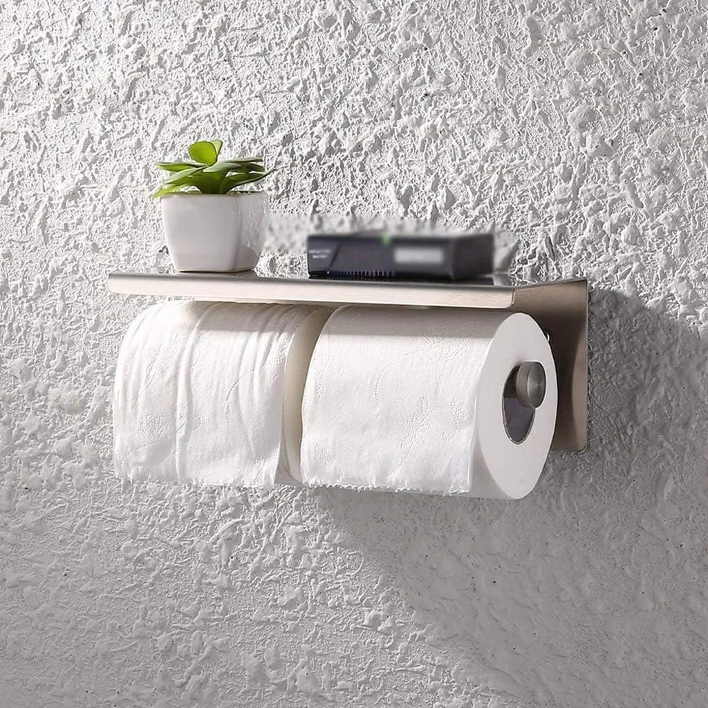 جا دستمال کاغذی دیواری دو قلو با روکش کروم، جا دستمال کاغذی دو قلو استیل ضد زنگ، با سطح برس خورده