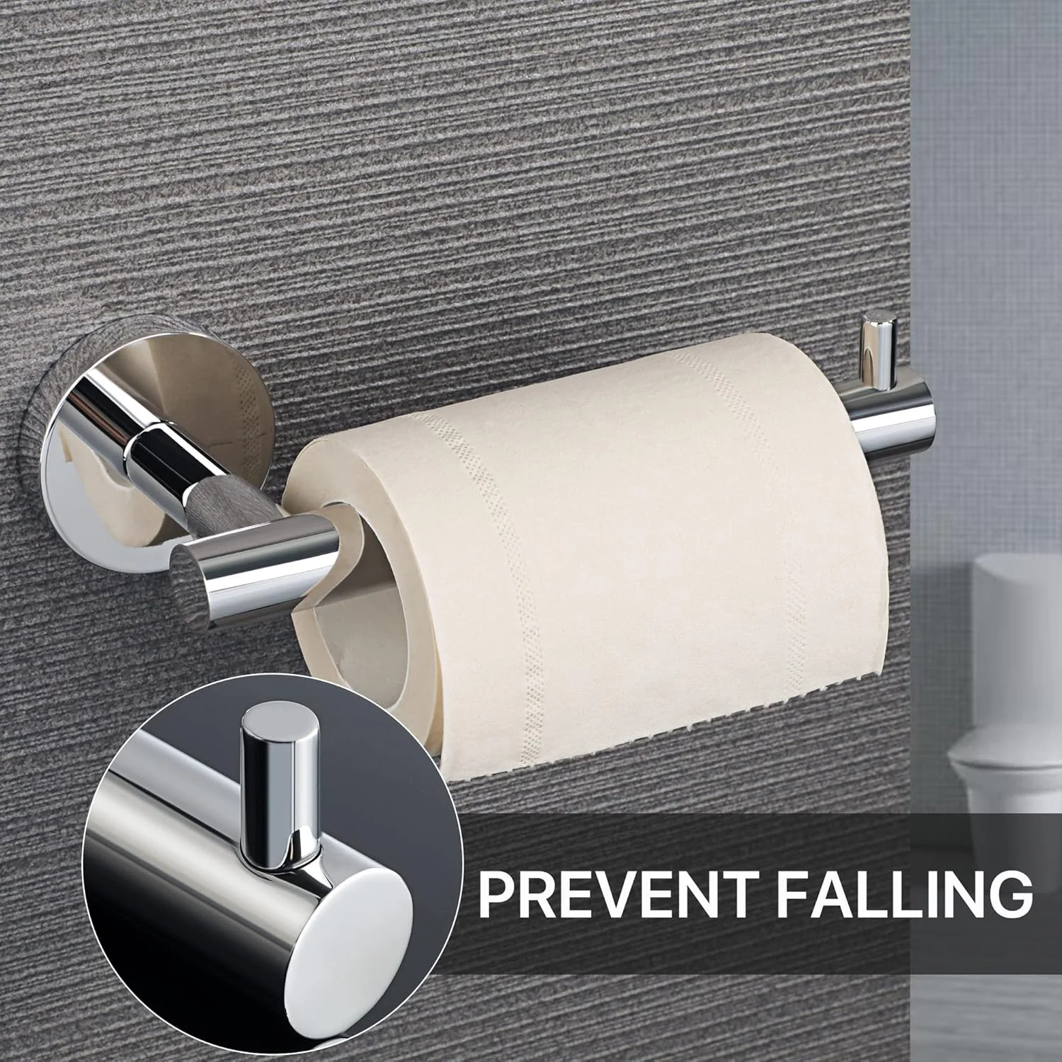 جای دستمال توالت کروم Sayayo، نصب دیواری، استیل ضد زنگ SUS304 مناسب حمام و آشپزخانه، جای دستمال کاغذی با پایه گرد، مدل EGYT6130-C