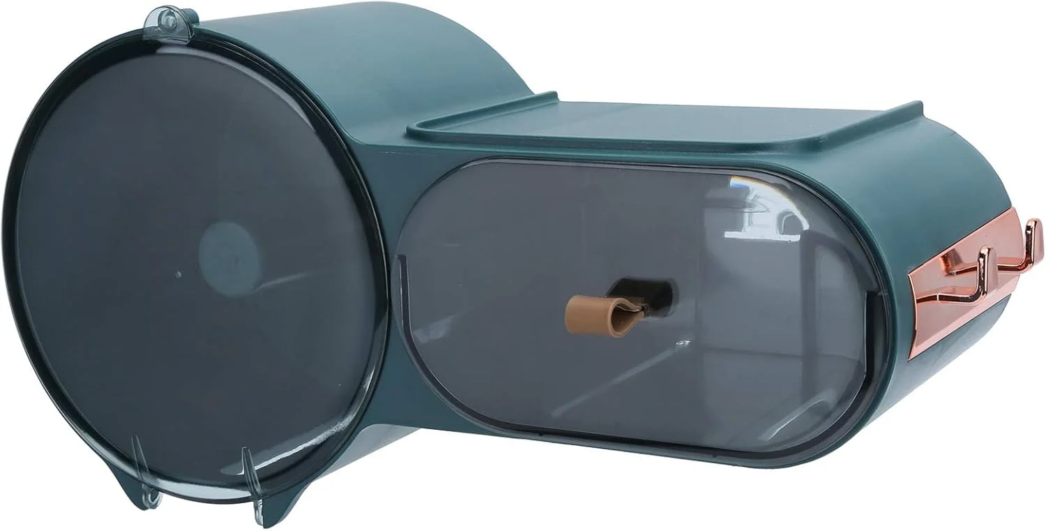 جا دستمال کاغذی توالت، جعبه نگهدارنده دستمال کاغذی ضد آب خود چسب دیواری با قلاب آویز حوله، پخش کننده ذخیره سازی رول دستمال توالت (سبز گرد)