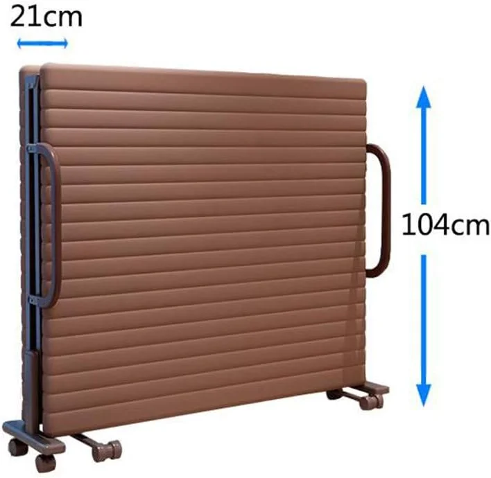 تخت مهمان تاشو XRTLYH با تشک، تشک دوقلو 3.5 اینچی تاشو، تخت خواب یک نفره قابل حمل با چرخ برای کمپینگ، دفتر کار، چرت زدن، تخت مهمان قابل تنظیم (قهوه ای)