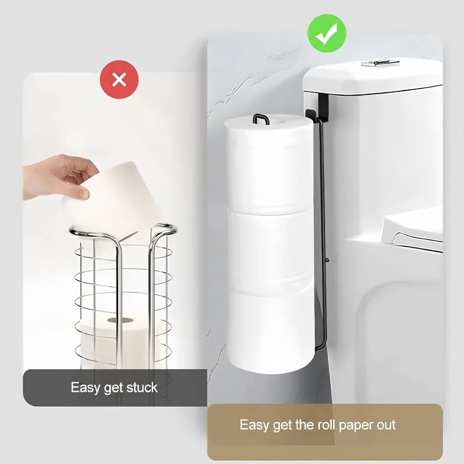 جا دستمال کاغذی توالت، نگهدارنده دستمال توالت | سازمان دهنده دستمال کاغذی دیواری آهنی، قفسه رول بدون سوراخ کاری برای آشپزخانه سرویس بهداشتی RV