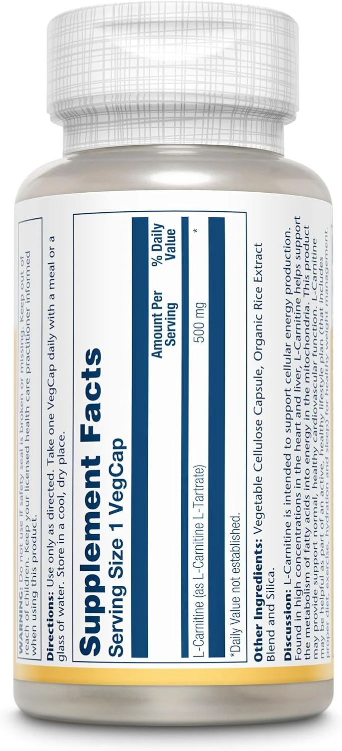 سولارای ال-کارنیتین 500 میلی گرم، 60 کپسول گیاهی سولارای ال-کارنیتین 500 میلی گرم، 60 کپسول گیاهی