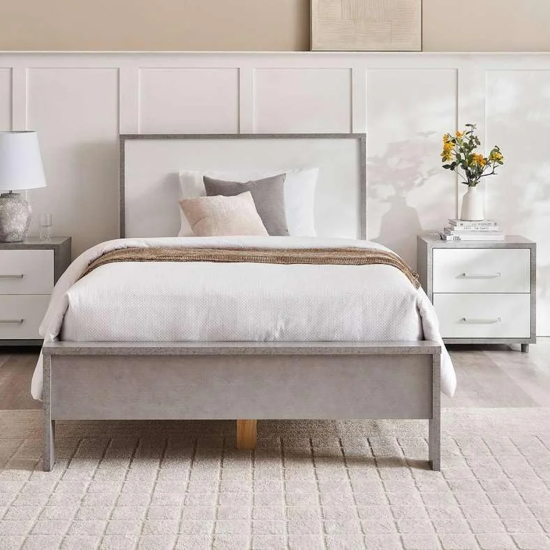 تخت خواب یک نفره کودک مدل Evershine از Pan Home، ابعاد 120X200 سانتی متر، رنگ طوسی-سفید براق تخت خواب یک نفره کودک مدل Evershine از Pan Home، ابعاد 120X200 سانتی متر، رنگ طوسی-سفید براق