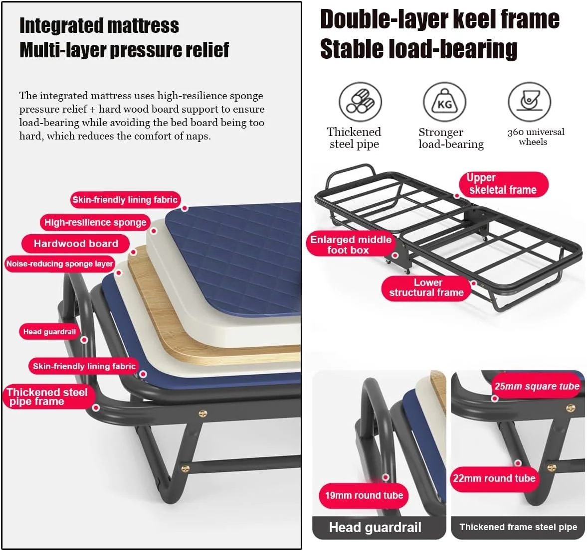 Emirates Living Folding Bed with Mattress–6-Position Adjustable Rollaway Bed with Sponge Cushion,Plywood Base, Iron Frame &Rubber Lockable Wheels Portable, Space Saver for Home,Travel (BLue) Emirates Living Folding Bed with Mattress–6-Position Adjustable Rollaway Bed with Sponge Cushion,Plywood Base, Iron Frame &Rubber Lockable Wheels Portable, Space Saver for Home,Travel (BLue)