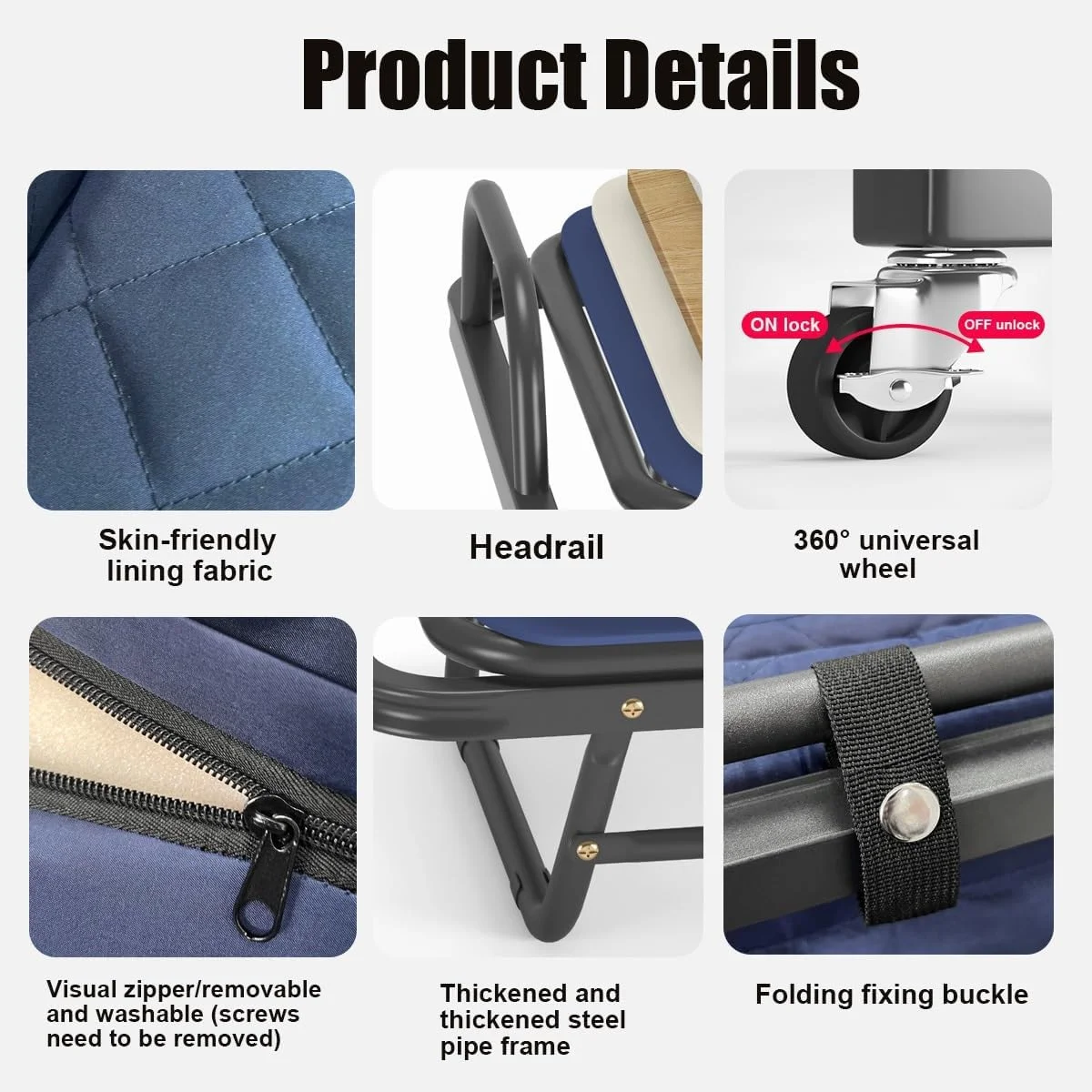 Emirates Living Folding Bed with Mattress–6-Position Adjustable Rollaway Bed with Sponge Cushion,Plywood Base, Iron Frame &Rubber Lockable Wheels Portable, Space Saver for Home,Travel (BLue) Emirates Living Folding Bed with Mattress–6-Position Adjustable Rollaway Bed with Sponge Cushion,Plywood Base, Iron Frame &Rubber Lockable Wheels Portable, Space Saver for Home,Travel (BLue)