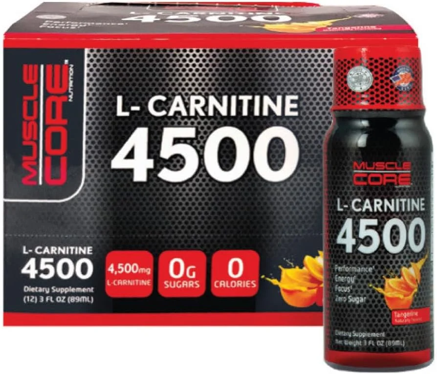 ال-کارنیتین 4500 ماسل کور نوتریشن با طعم نارنگی، جعبه 12 عددی 89 میلی لیتری