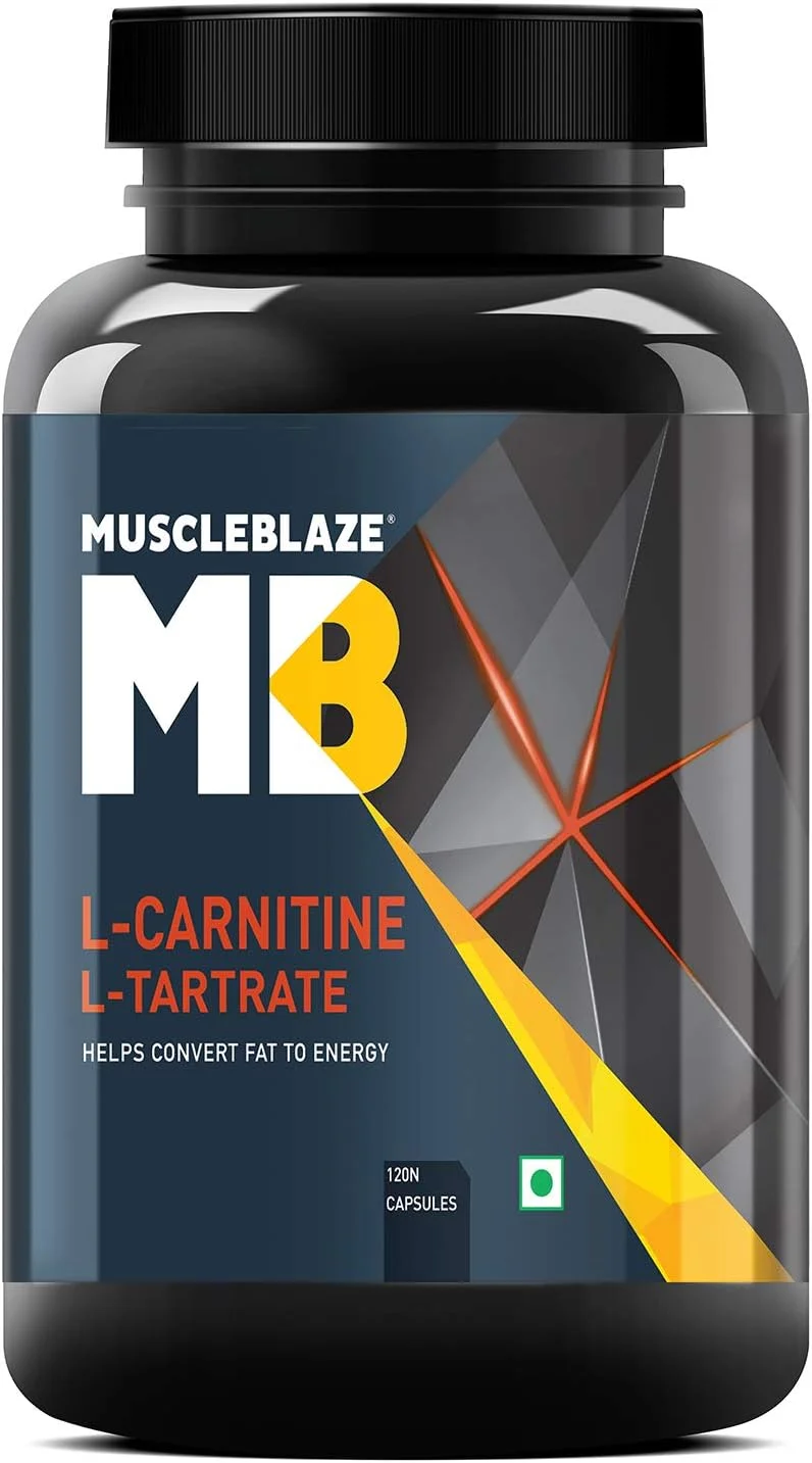 MuscleBlaze ال-کارنیتین ال-تارتارات، 500 میلی گرم ال-کارنیتین، کمک به تبدیل چربی به انرژی (بدون طعم، 120 کپسول)