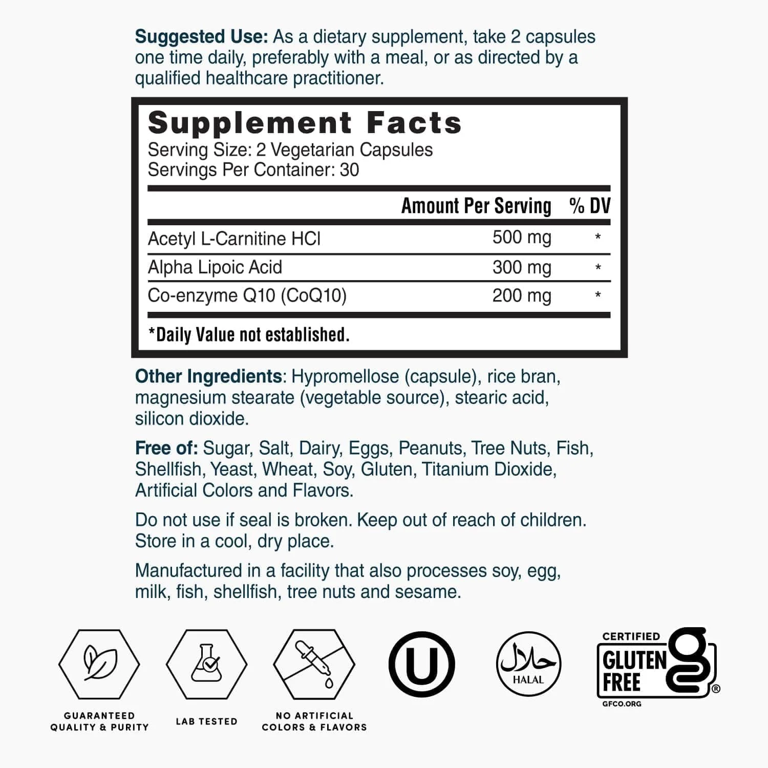 Nature's Lab CoQ10 + آلفا لیپوئیک اسید + استیل ال-کارنیتین HCl - پشتیبانی از سلامت قلب و شناختی - 60 کپسول (مصرف 1 ماهه)