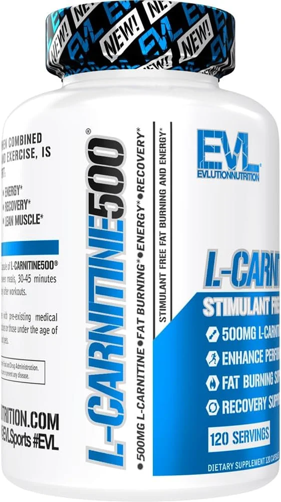 Evlution Nutrition L-Carnitine500 500 mg of Pure L Carnitine in Each Serving Stimulant-Free Capsules (120 Servings) Evlution Nutrition L-Carnitine500 500 mg of Pure L Carnitine in Each Serving Stimulant-Free Capsules (120 Servings)