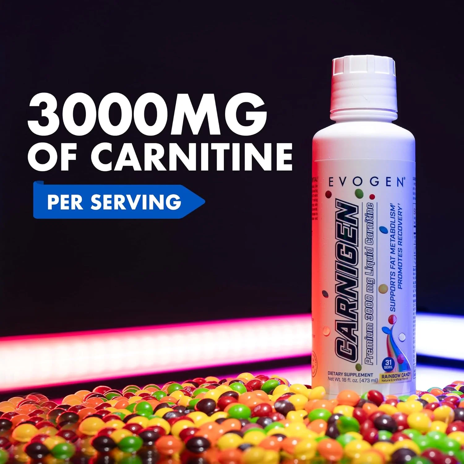اووژن کارنیژن | 2500 میلیگرم کارنیتین چربی سوز | 500 میلیگرم استیل-ال-کارنیتین | متابولیسم چربی | بهبود ریکاوری | بدون کافئین | طعم آبنبات رنگین کمانی 31 سروینگ اووژن کارنیژن | 2500 میلیگرم کارنیتین چربی سوز | 500 میلیگرم استیل-ال-کارنیتین | متابولیسم چربی | بهبود ریکاوری | بدون کافئین | طعم آبنبات رنگین کمانی 31 سروینگ