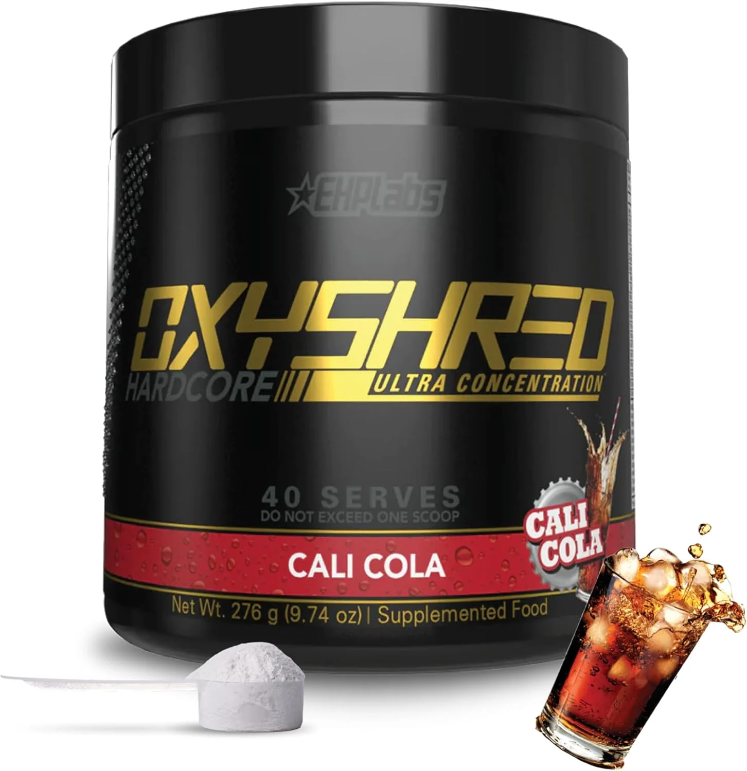 چربی سوز ترموژنیک ای اچ پی لبز OxyShred HARDCORE | مکمل کاهش وزن | افزایش دهنده انرژی | قبل از تمرین | تقویت کننده متابولیسم | کاهش آب | دارای ال-کارنیتین و CLA، 40 سروینگ (کالی کولا)