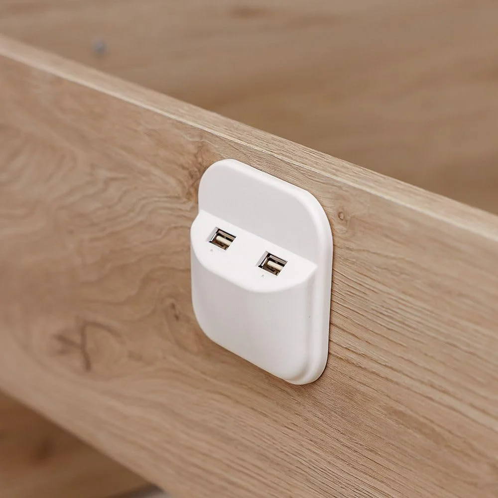 تخت خواب 120X200 زتا Danube Home با تاج تخت روکش دار و USB | مبلمان قاب تخت خواب یک نفره چوبی با طراحی مدرن | تخت خواب راحت (تشک شامل نمی شود) - سفید مایل به کرم و صورتی