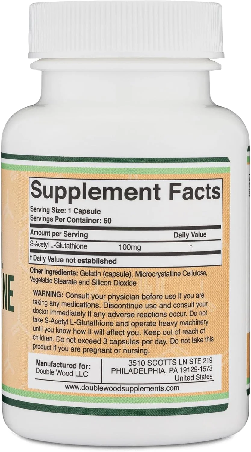 مکمل S-استیل ال-گلوتاتیون Double Wood Supplements - 60 کپسول 100 میلی گرمی مکمل S-استیل ال-گلوتاتیون Double Wood Supplements - 60 کپسول 100 میلی گرمی