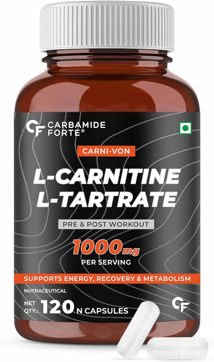 کپسول های ال-کارنیتین ال-تارتارات 1000 میلی گرمی Carbamide Forte برای مردان و زنان | مکمل قبل از تمرین - 120 کپسول گیاهی