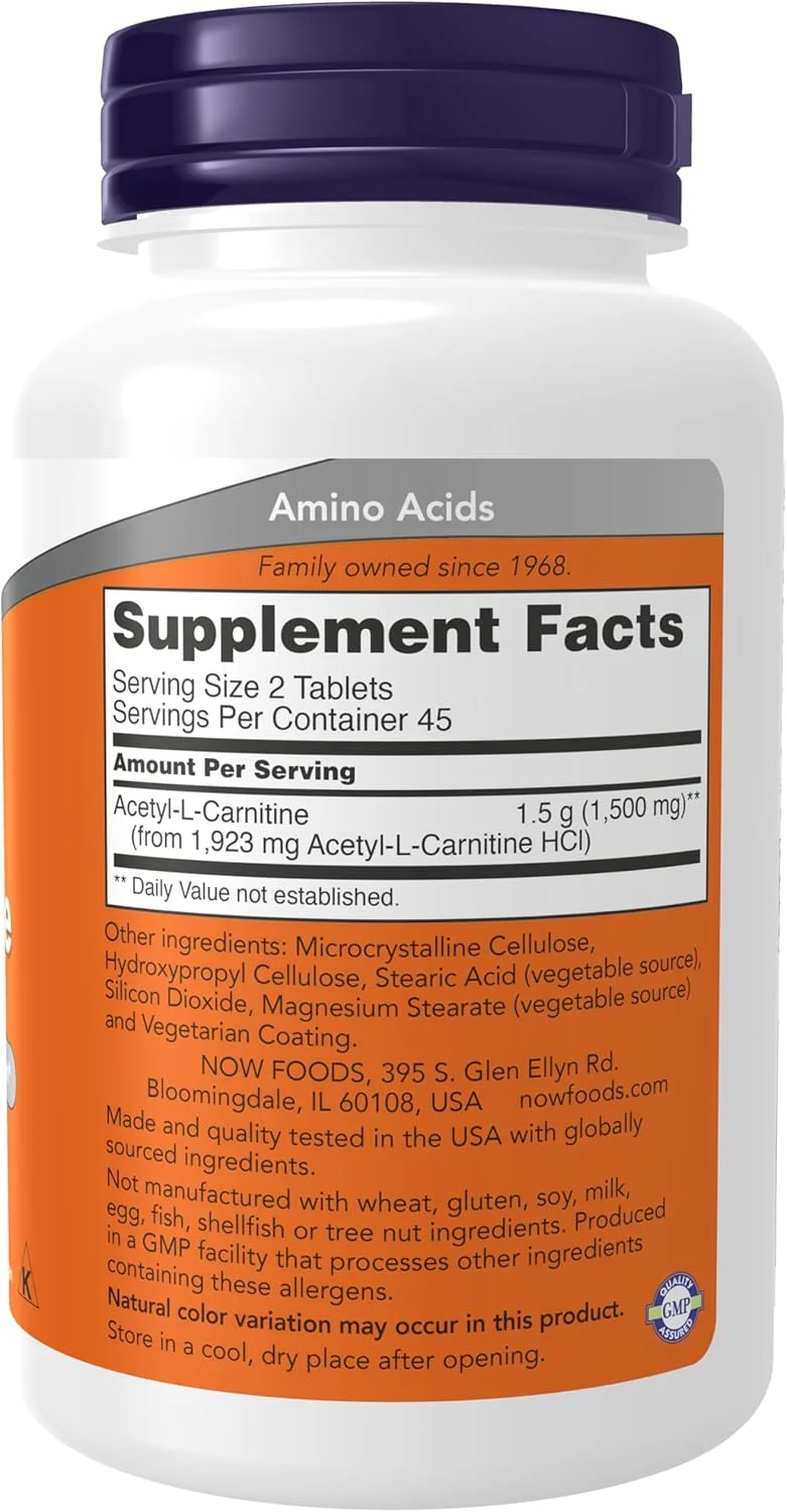 Now Foods، استیل-ال کارنیتین، 750 میلی گرم، 90 قرص Now Foods، استیل-ال کارنیتین، 750 میلی گرم، 90 قرص