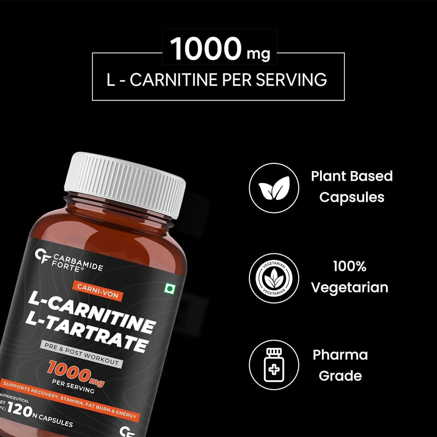 کپسول های ال-کارنیتین ال-تارتارات 1000 میلی گرمی Carbamide Forte برای مردان و زنان | مکمل قبل از تمرین - 120 کپسول گیاهی کپسول های ال-کارنیتین ال-تارتارات 1000 میلی گرمی Carbamide Forte برای مردان و زنان | مکمل قبل از تمرین - 120 کپسول گیاهی