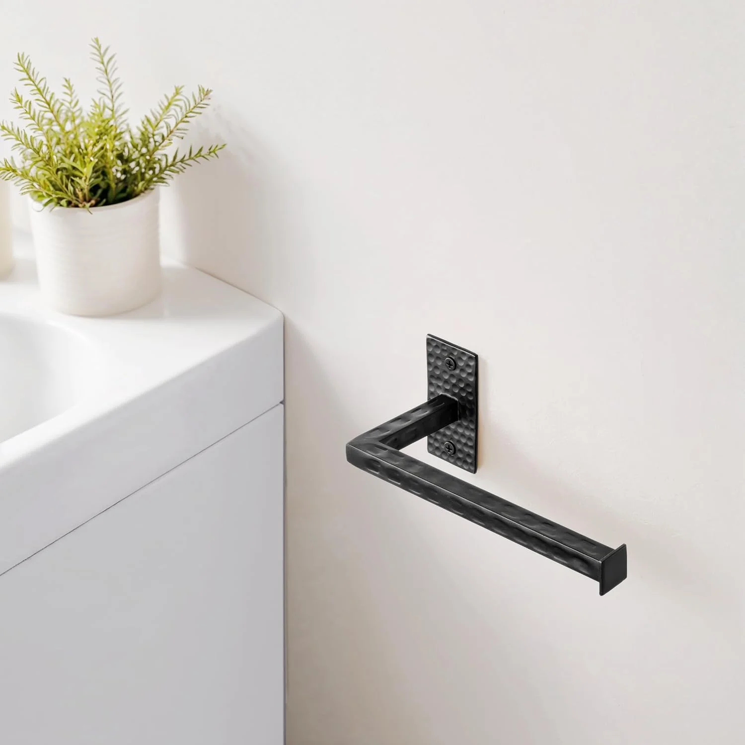 Monarch Abode 21133 Modern Hammered Metal Toilet Paper Holder and Dispenser for Bathroom Hardware and Storage, Holds, Dispenses, Mounting Hardware Included, Matte Black