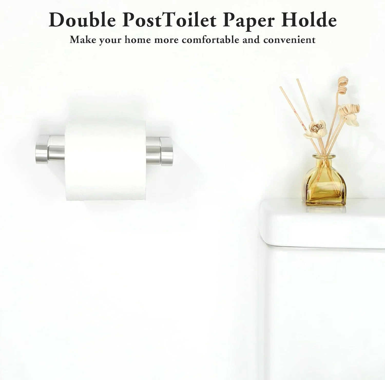 جا دستمال کاغذی استیل 304 موچه، 17.3 سانتی متر، با میله فنری برای تعویض آسان رول دستمال توالت، 2 روش نصب - چسب یا پیچ با پوشش مخفی، پرداخت شده