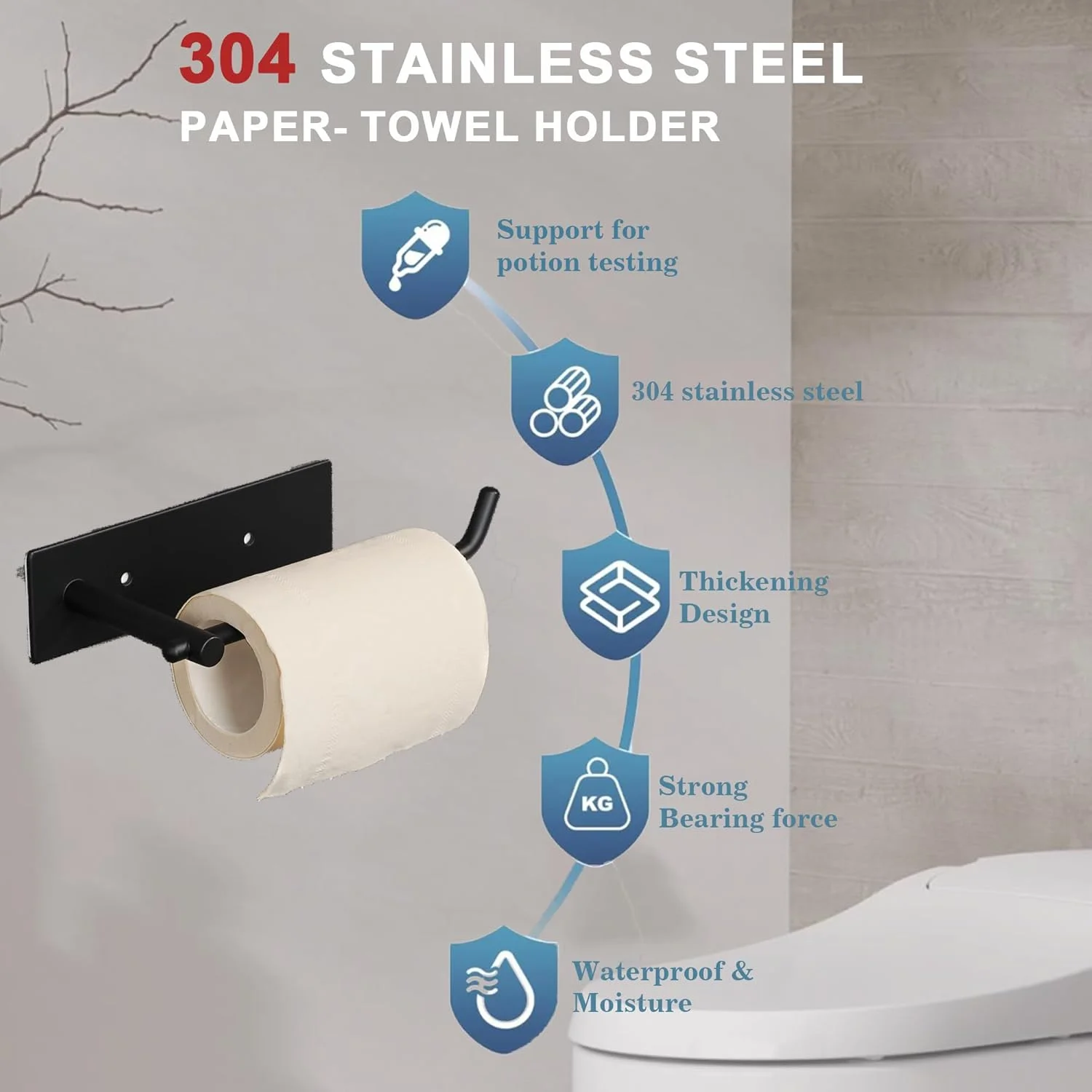 نگهدارنده دستمال توالت موچه، مشکی