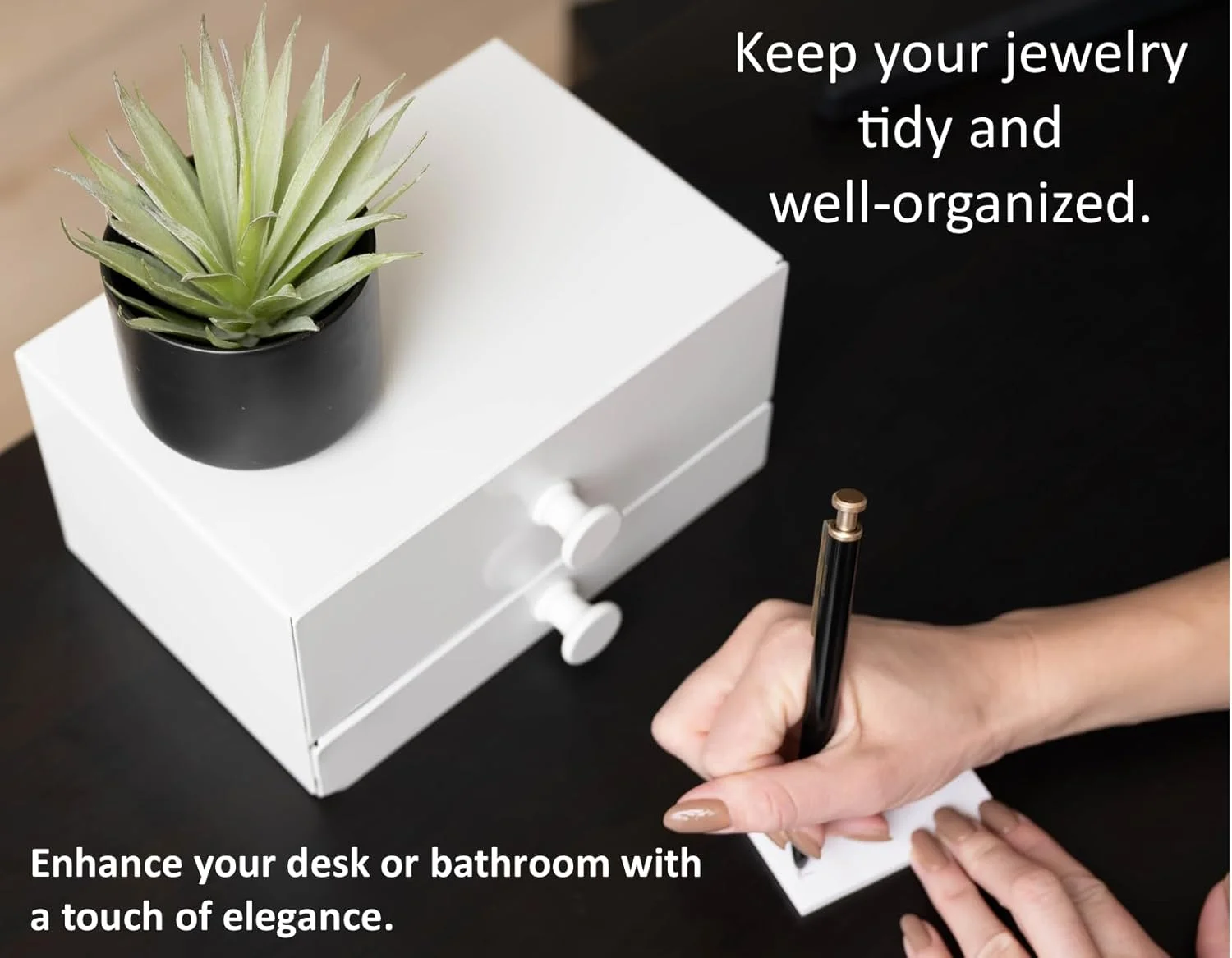 Modernbarn.life 8.25" L x 5.75" T x 4.5" D, Aluminum Double Storage Drawer Toilet Paper Holder, Wipes Dispenser, Shelf, Withe/White Knobs