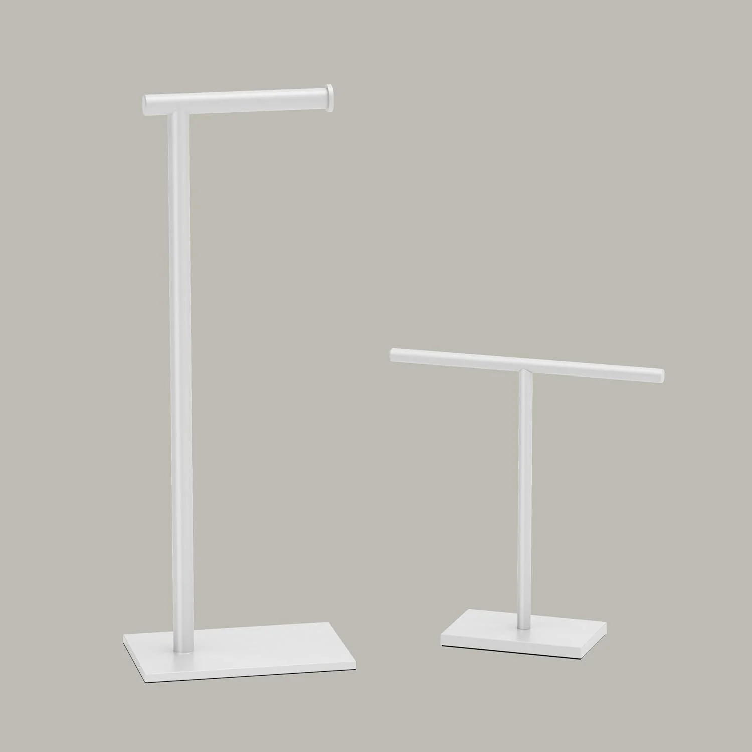 Modern Toilet Paper Holder and Vanity Towel Holder Set, Matte White Freestanding Tissue Holder, Gatco Combo Housewarming Gift