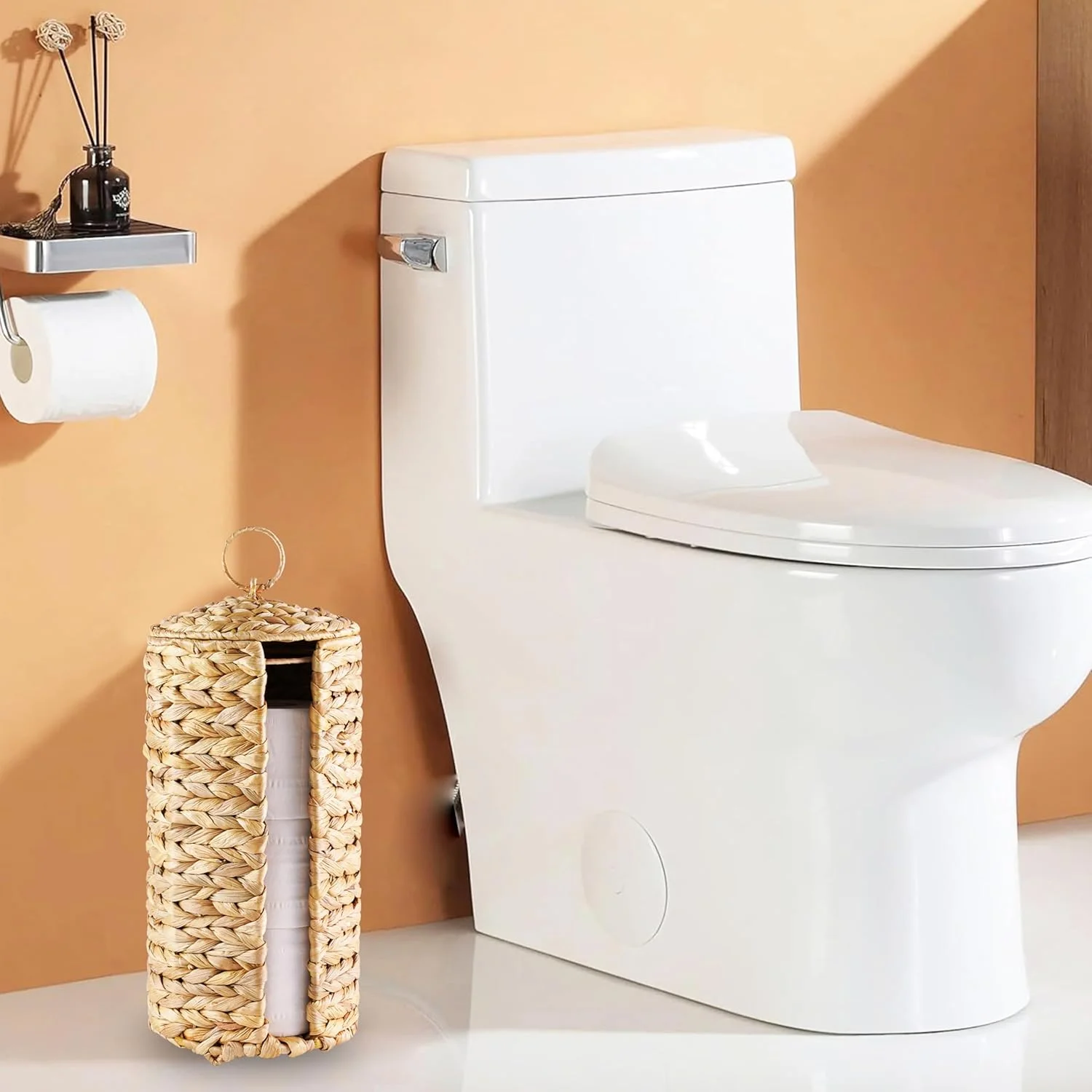 جای دستمال توالت حصیری MINHKUST با درب، نگهدارنده دستمال توالت تا 3 رول بزرگ، سبد دستمال توالت سنبل آبی، سازمان دهنده لوازم جانبی حمام جای دستمال توالت حصیری MINHKUST با درب، نگهدارنده دستمال توالت تا 3 رول بزرگ، سبد دستمال توالت سنبل آبی، سازمان دهنده لوازم جانبی حمام