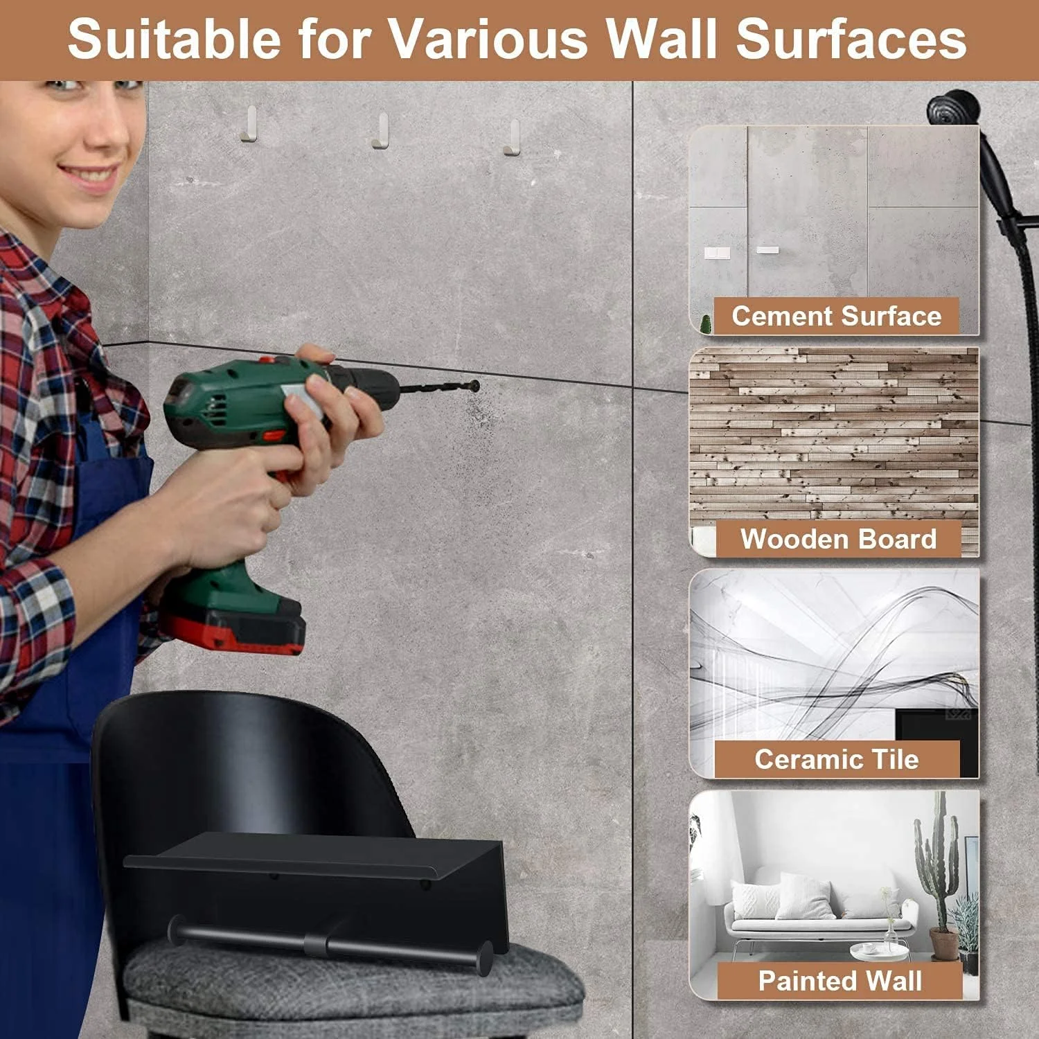 نگهدارنده دستمال توالت MIXDE با قفسه، نگهدارنده دستمال توالت دیواری، نگهدارنده دستمال کاغذی دو رول، پخش کننده دستمال توالت حمام نگهدارنده دستمال توالت MIXDE با قفسه، نگهدارنده دستمال توالت دیواری، نگهدارنده دستمال کاغذی دو رول، پخش کننده دستمال توالت حمام