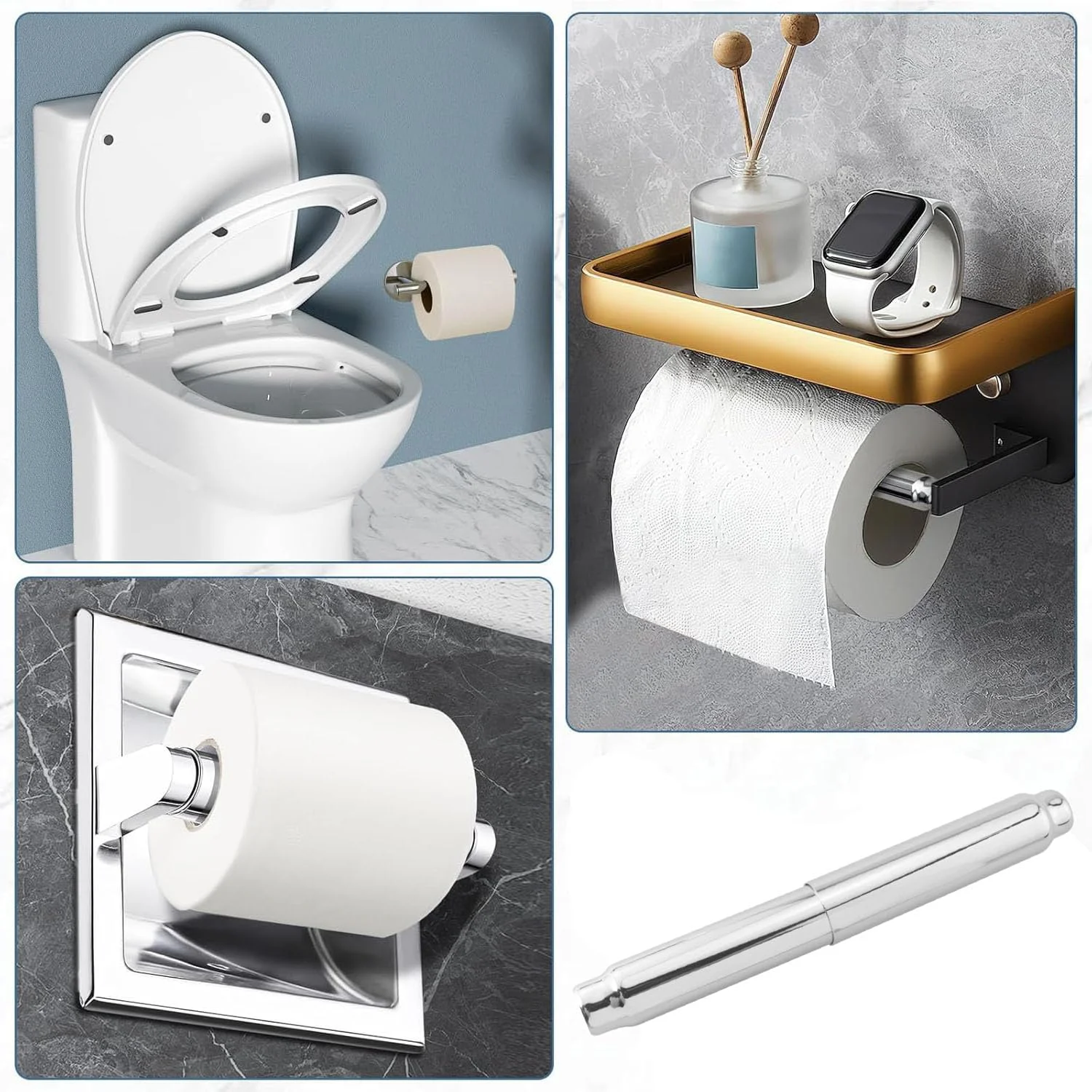 نگهدارنده رول دستمال توالت فنری استیل ضد زنگ 6.5 اینچی MEETOOT، جایگزین لوازم جانبی حمام نگهدارنده رول دستمال توالت فنری استیل ضد زنگ 6.5 اینچی MEETOOT، جایگزین لوازم جانبی حمام