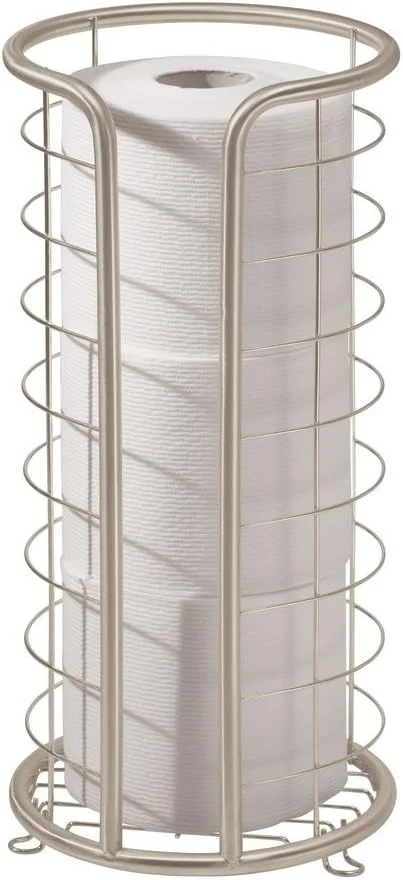 استند نگهدارنده دستمال توالت فلزی ایستاده ام دیزاین، ذخیره سازی 3 رول بزرگ دستمال کاغذی توالت، لوازم جانبی دکور حمام برای زیر سینک، روشویی و داخل قفسه کابینت، مجموعه Omni، ساتن