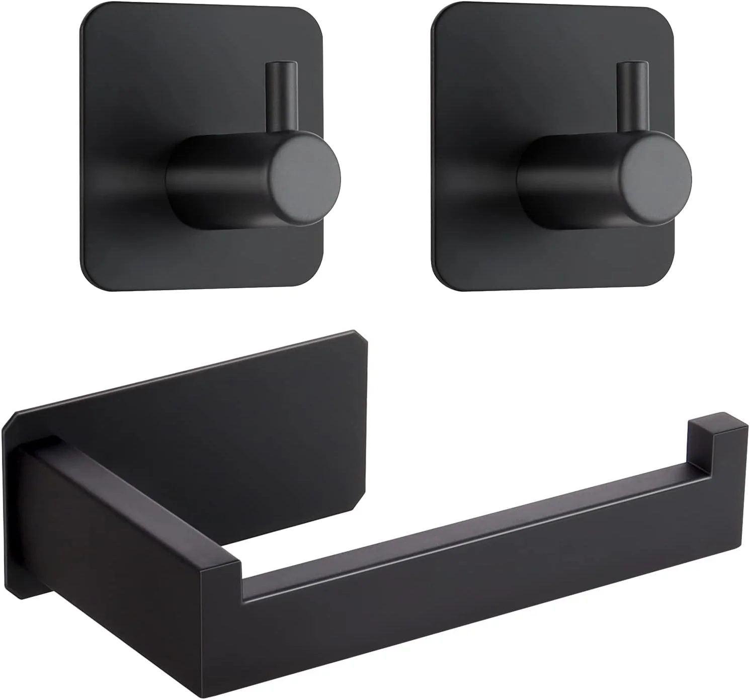 جا دستمال توالت Maudzlan، بدون نیاز به سوراخکاری، جا دستمال کاغذی خودچسب، جا رولی دستمال توالت استیل ضد زنگ با 2 عدد قلاب حوله برای حمام و آشپزخانه (مشکی)