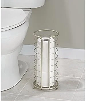 استند نگهدارنده دستمال توالت فلزی ایستاده ام دیزاین، ذخیره سازی 3 رول بزرگ دستمال کاغذی توالت، لوازم جانبی دکور حمام برای زیر سینک، روشویی و داخل قفسه کابینت، مجموعه Omni، ساتن