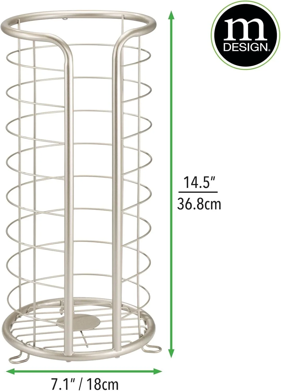استند نگهدارنده دستمال توالت فلزی ایستاده ام دیزاین، ذخیره سازی 3 رول بزرگ دستمال کاغذی توالت، لوازم جانبی دکور حمام برای زیر سینک، روشویی و داخل قفسه کابینت، مجموعه Omni، ساتن