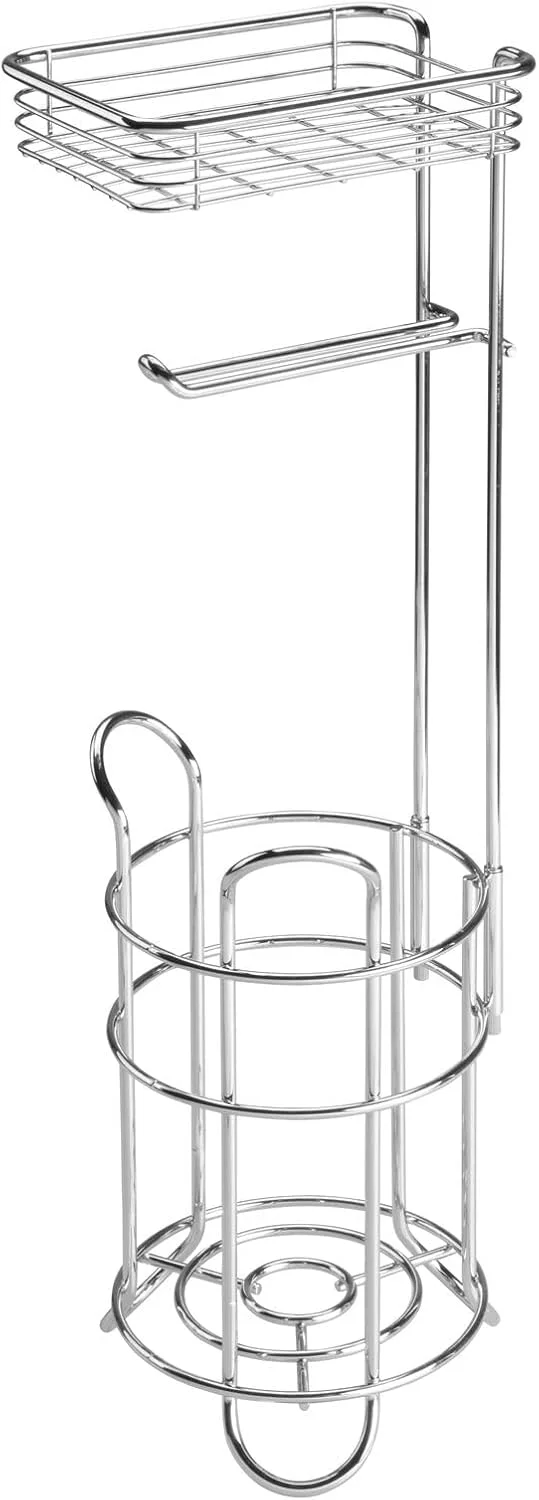 جا دستمال توالت ایستاده فلزی ام دیزاین با قفسه نگهداری برای تلفن همراه - سازمان دهنده لوازم بهداشتی حمام - ظرفیت 3 رول بزرگ - کروم جا دستمال توالت ایستاده فلزی ام دیزاین با قفسه نگهداری برای تلفن همراه - سازمان دهنده لوازم بهداشتی حمام - ظرفیت 3 رول بزرگ - کروم