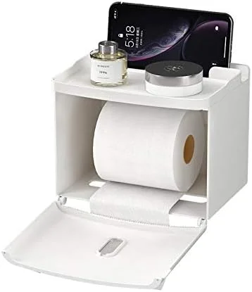 جا دستمال کاغذی ضد آب LXYTT، نگهدارنده لوازم بهداشتی حمام، جا رولی کاغذی دیواری بدون نیاز به سوراخکاری، (رنگ: سفید کلاسیک)